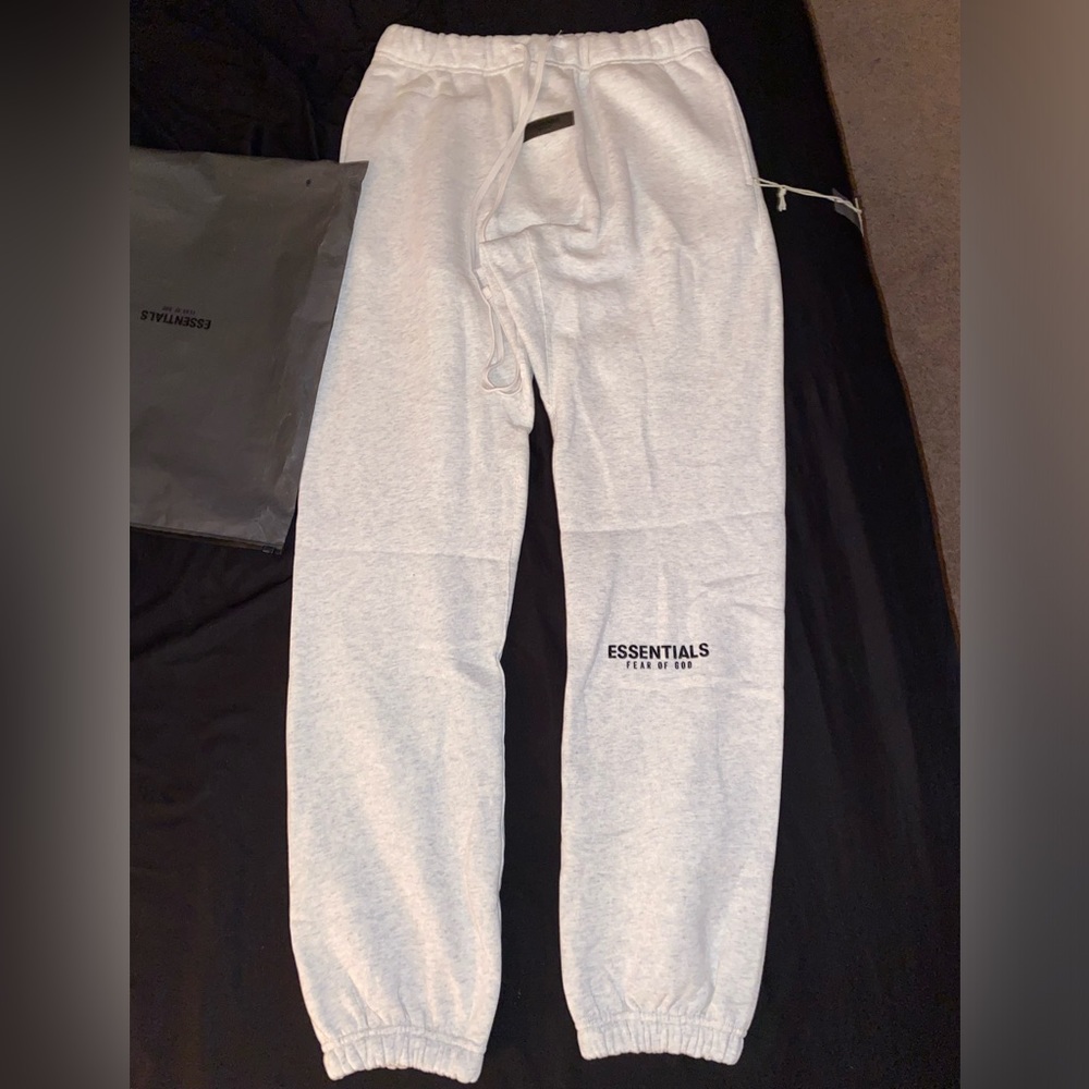 Fear Of God Essentials Light Oatmeal Cuffed Sweatpants